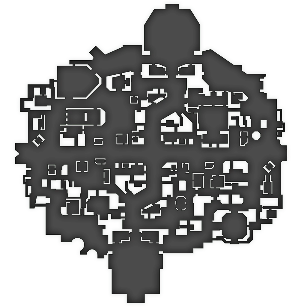 Overhead minimap of Deadlock's city, with the two bases at the top and bottom and three lanes between them